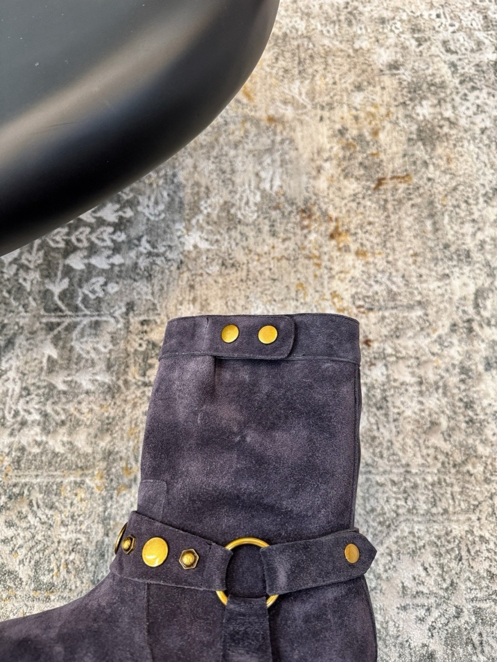 Isabel Marant Navy Suede Studded Harness Ankle Boots - Picture 7 of 8